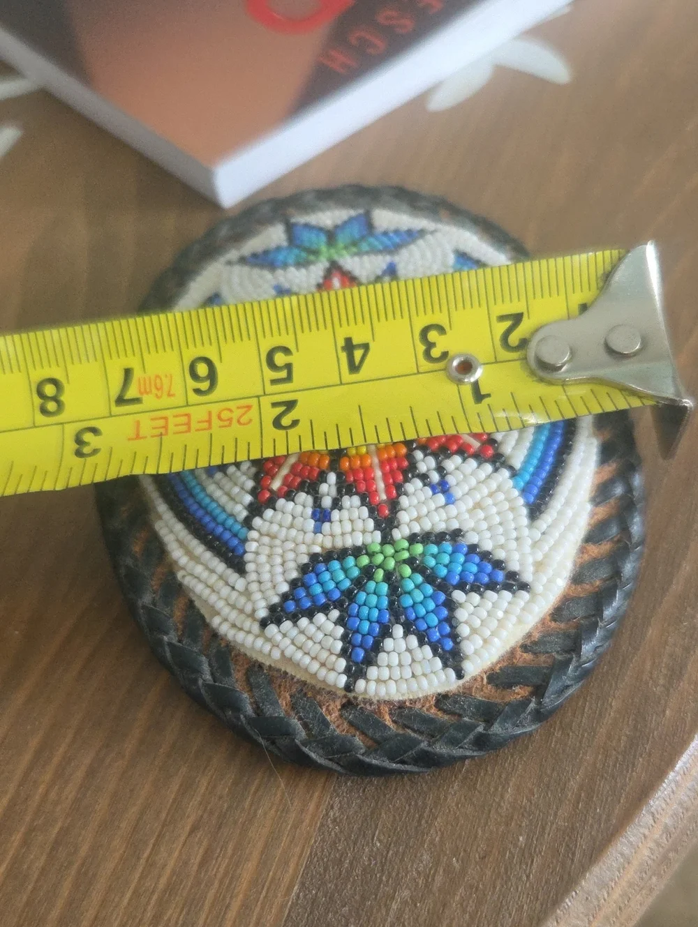 Vintage Navajo Handmade Beaded Oval Belt Buckle - Multicolor